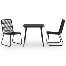 -Delige Tuinset Poly Rattan En Glas 3 80 cm tafellengte Zwart