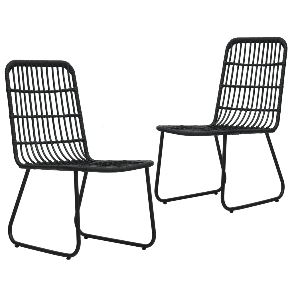 -Delige Tuinset Poly Rattan En Glas 3 80 cm tafellengte Zwart