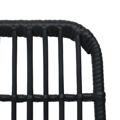 -Delige Tuinset Poly Rattan En Glas 3 80 cm tafellengte Zwart