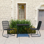 Tuinset 3-delig poly rattan glas zwart