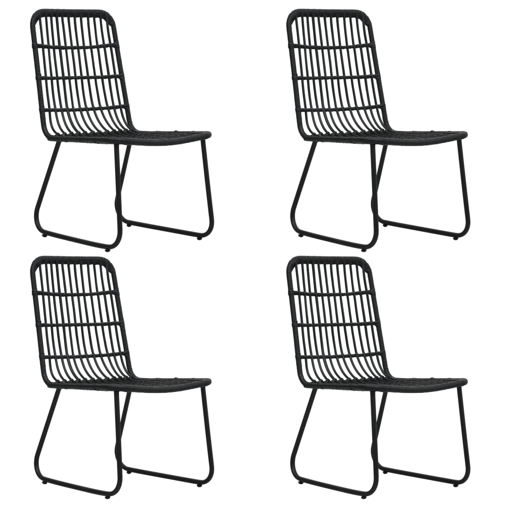 -Delige Tuinset Poly Rattan En Glas 5 80 cm tafellengte Zwart