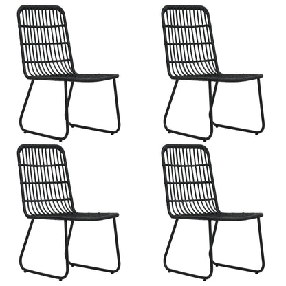 -Delige Tuinset Poly Rattan En Glas 5 80 cm tafellengte Zwart