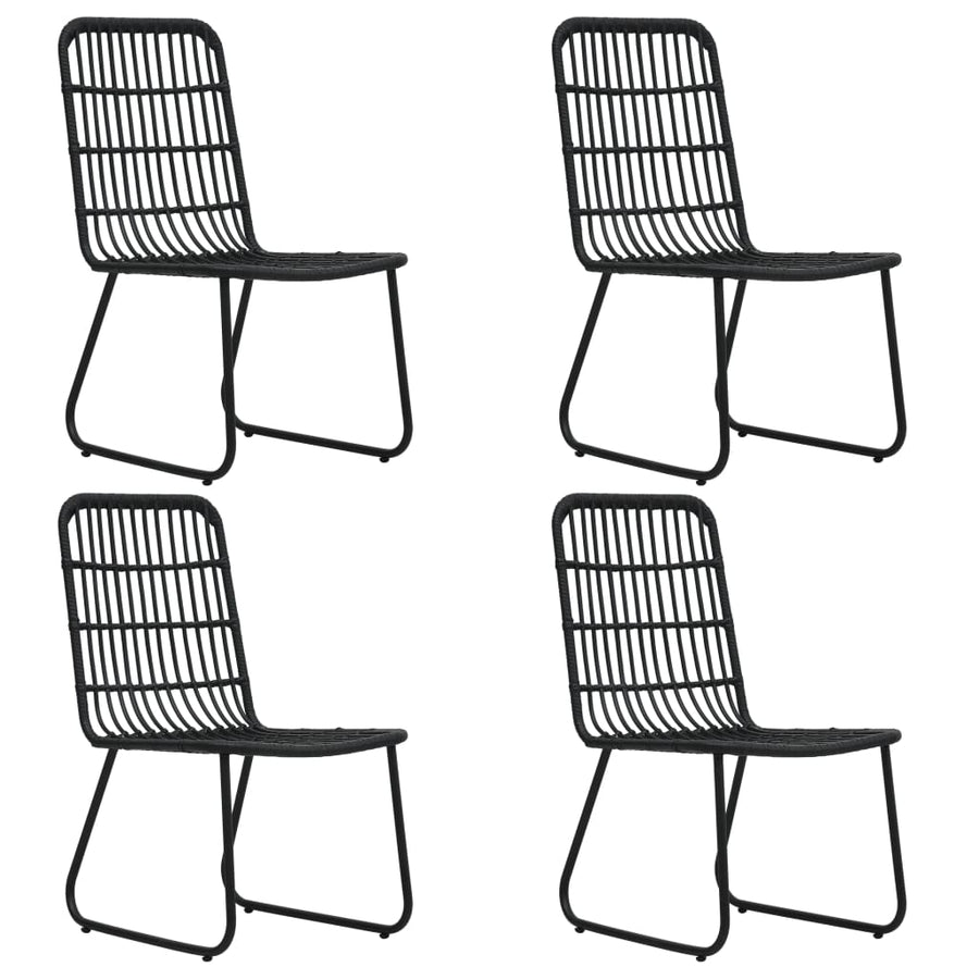 -Delige Tuinset Poly Rattan En Glas 5 80 cm tafellengte Zwart