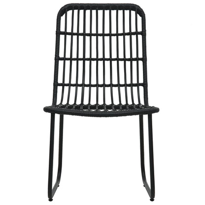 -Delige Tuinset Poly Rattan En Glas 5 80 cm tafellengte Zwart