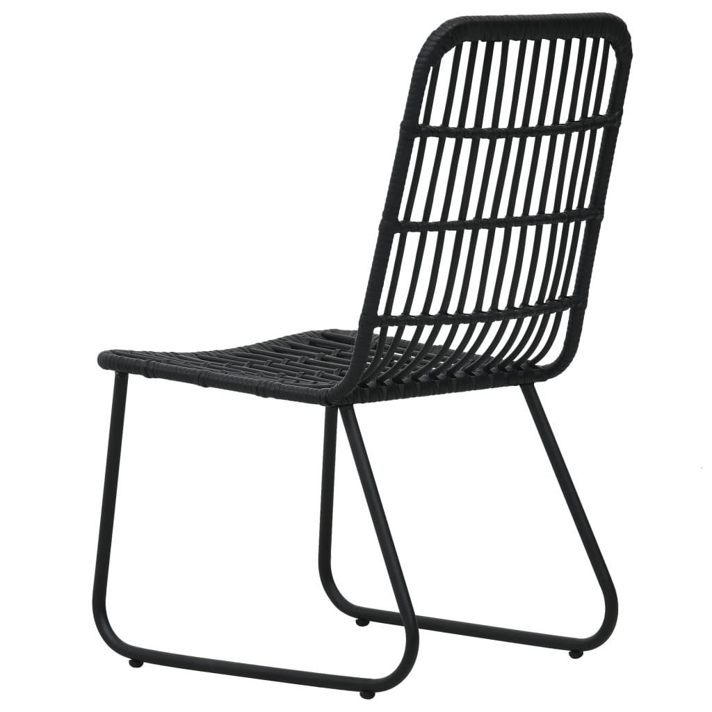 -Delige Tuinset Poly Rattan En Glas 5 80 cm tafellengte Zwart