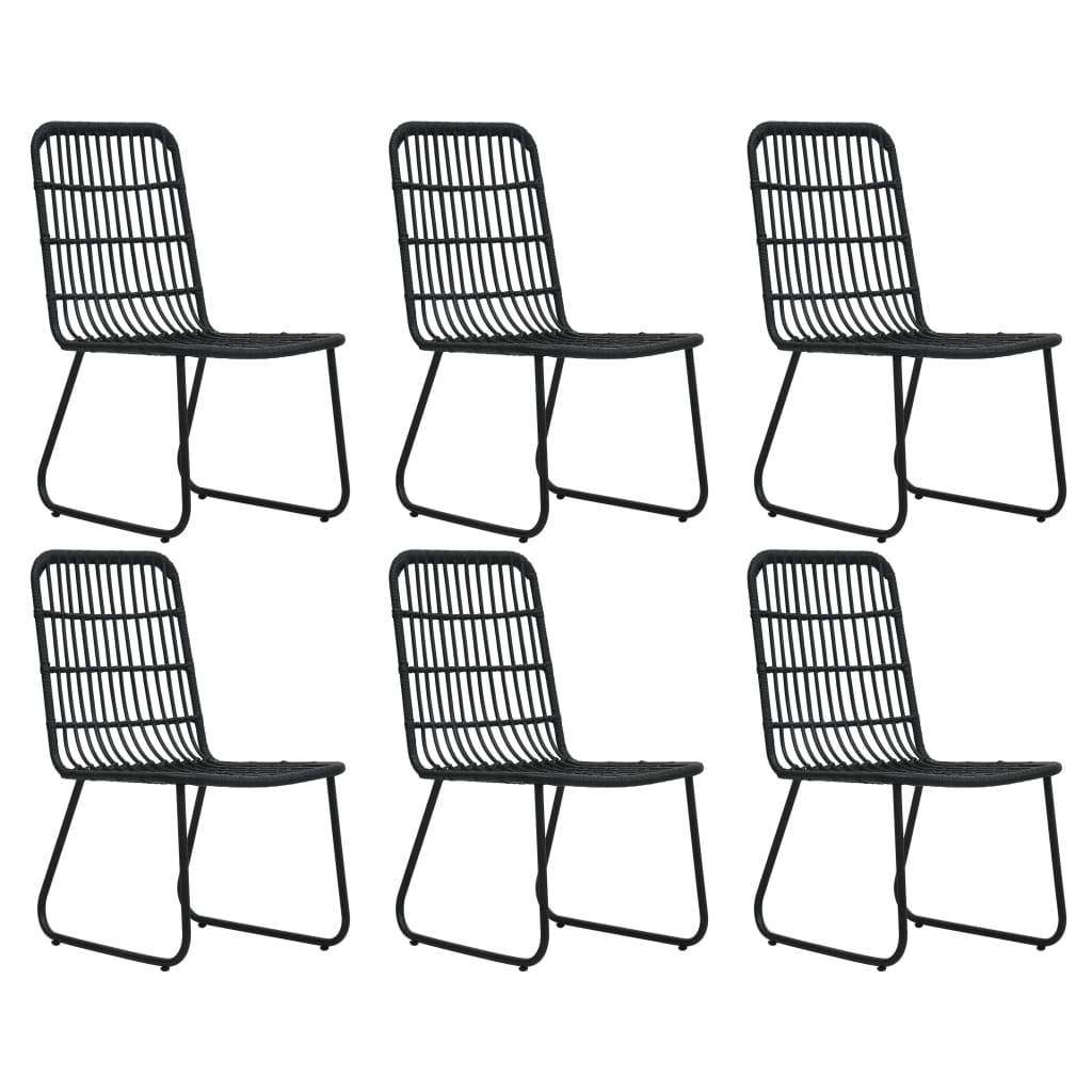 -Delige Tuinset Poly Rattan En Glas 7 150 cm tafellengte Zwart