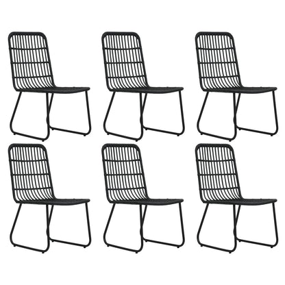 -Delige Tuinset Poly Rattan En Glas 7 150 cm tafellengte Zwart