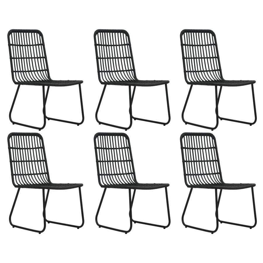 -Delige Tuinset Poly Rattan En Glas 7 150 cm tafellengte Zwart