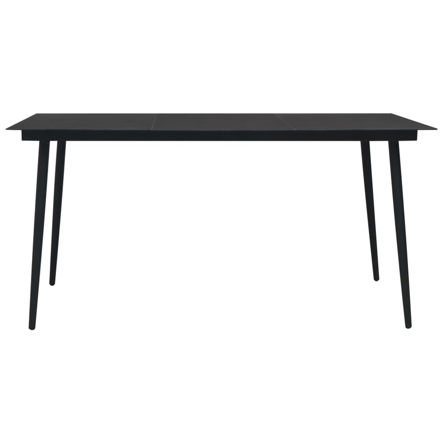 -Delige Tuinset Poly Rattan En Glas 7 150 cm tafellengte Zwart