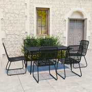Tuinset 7-delig poly rattan glas zwart