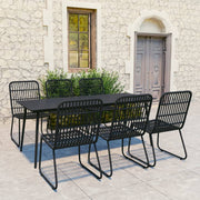 Tuinset 7-delig poly rattan glas zwart