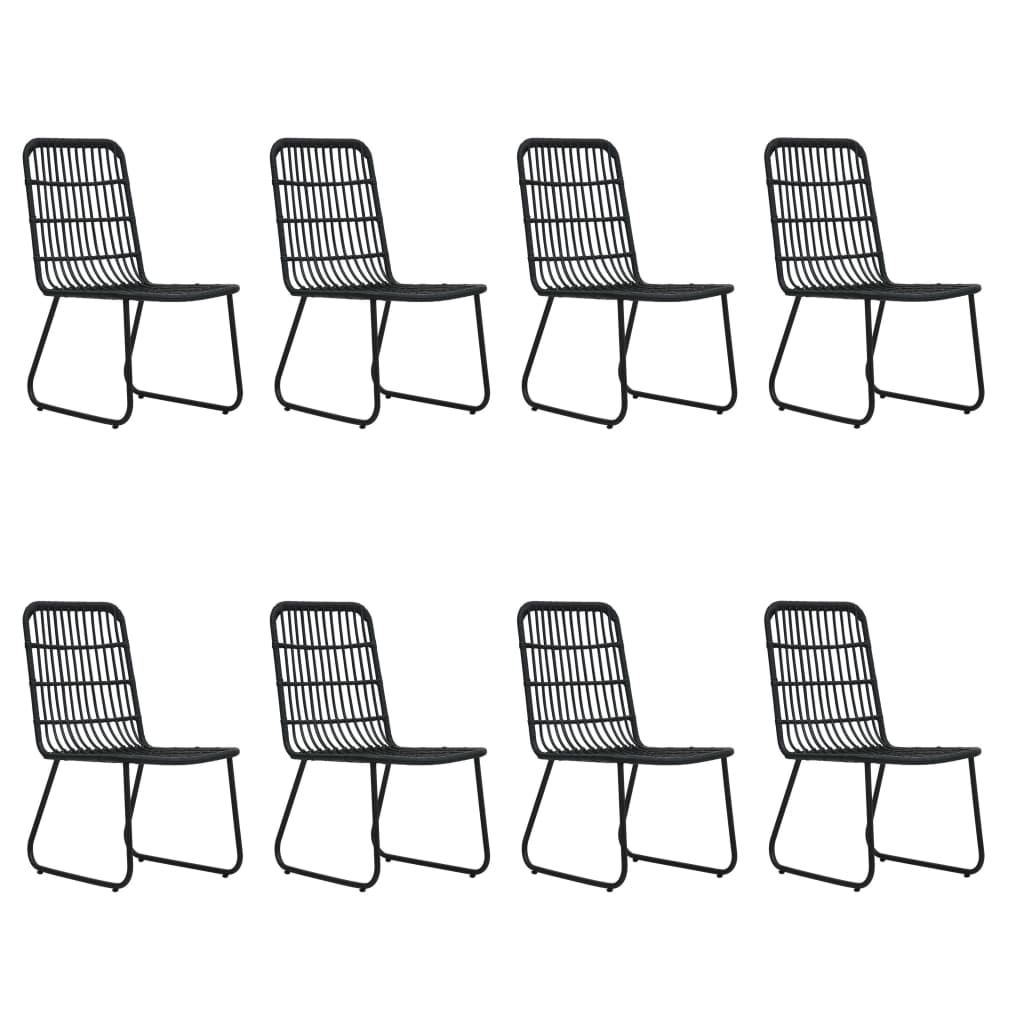 -Delige Tuinset Poly Rattan En Glas 9 190 cm tafellengte Zwart