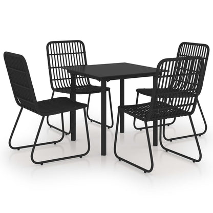 5-delige Tuinset poly rattan en glas