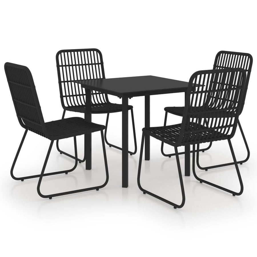 5-delige Tuinset poly rattan en glas