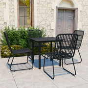 Tuinset 5-delig poly rattan glas zwart