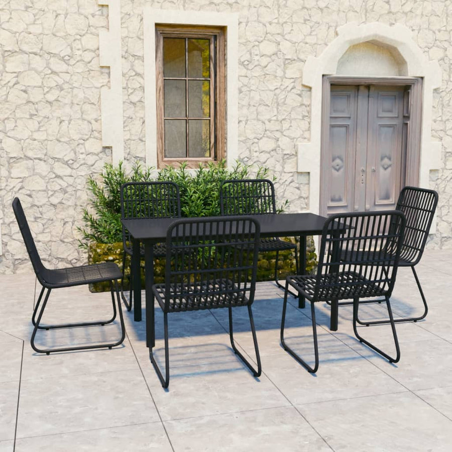 7-Delige Tuinset Poly Rattan En Glas 7
