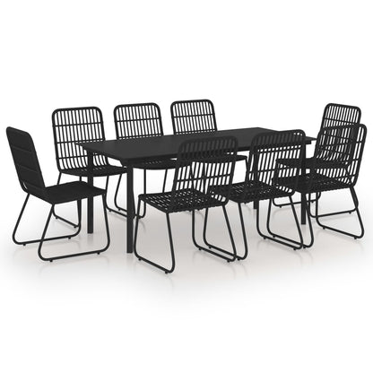 9-delige Tuinset poly rattan en glas