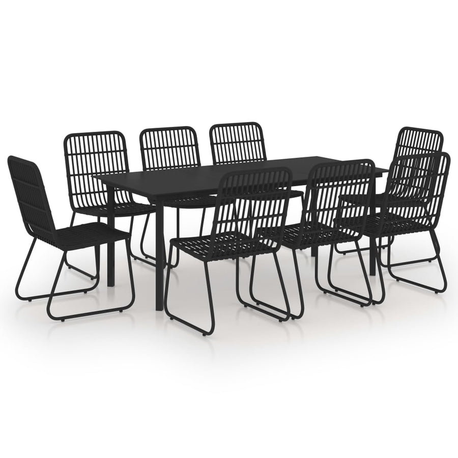 9-delige Tuinset poly rattan en glas