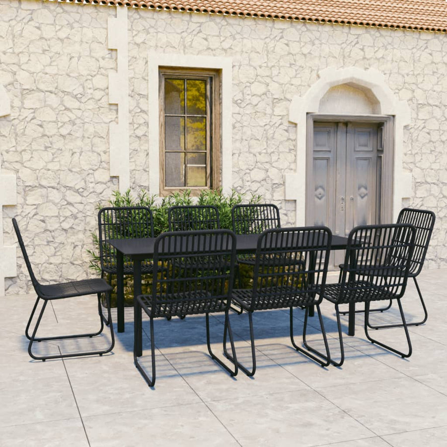 9-delige Tuinset poly rattan en glas