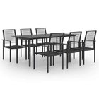 Tuinset 7-delig zwart PVC-rattan staal glas