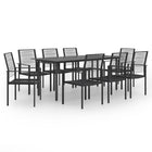 Tuinset 9-delig zwart PVC-rattan staal glas