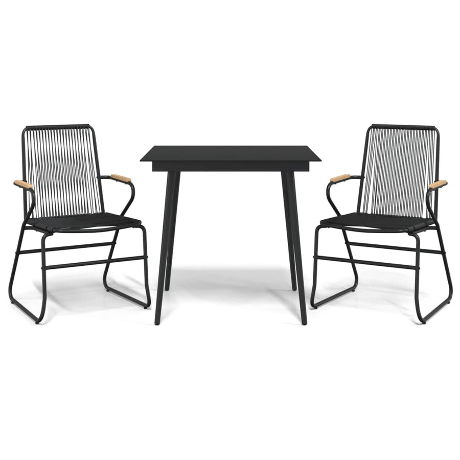 -Delige Tuinset Pvc-Rattan Zwart 3