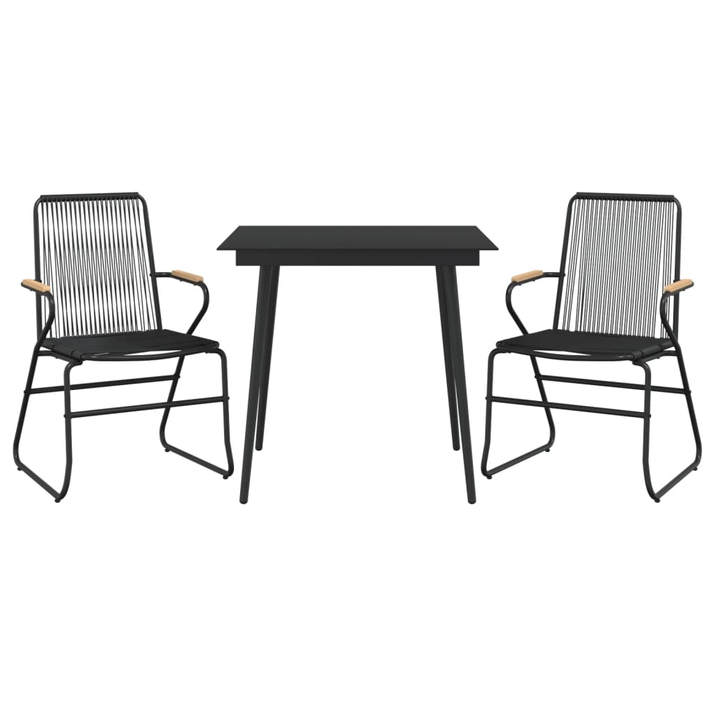 -Delige Tuinset Pvc-Rattan Zwart 3
