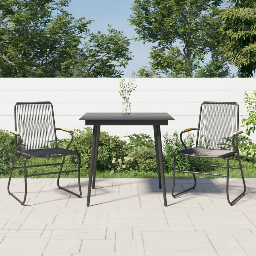 -Delige Tuinset Pvc-Rattan Zwart 3