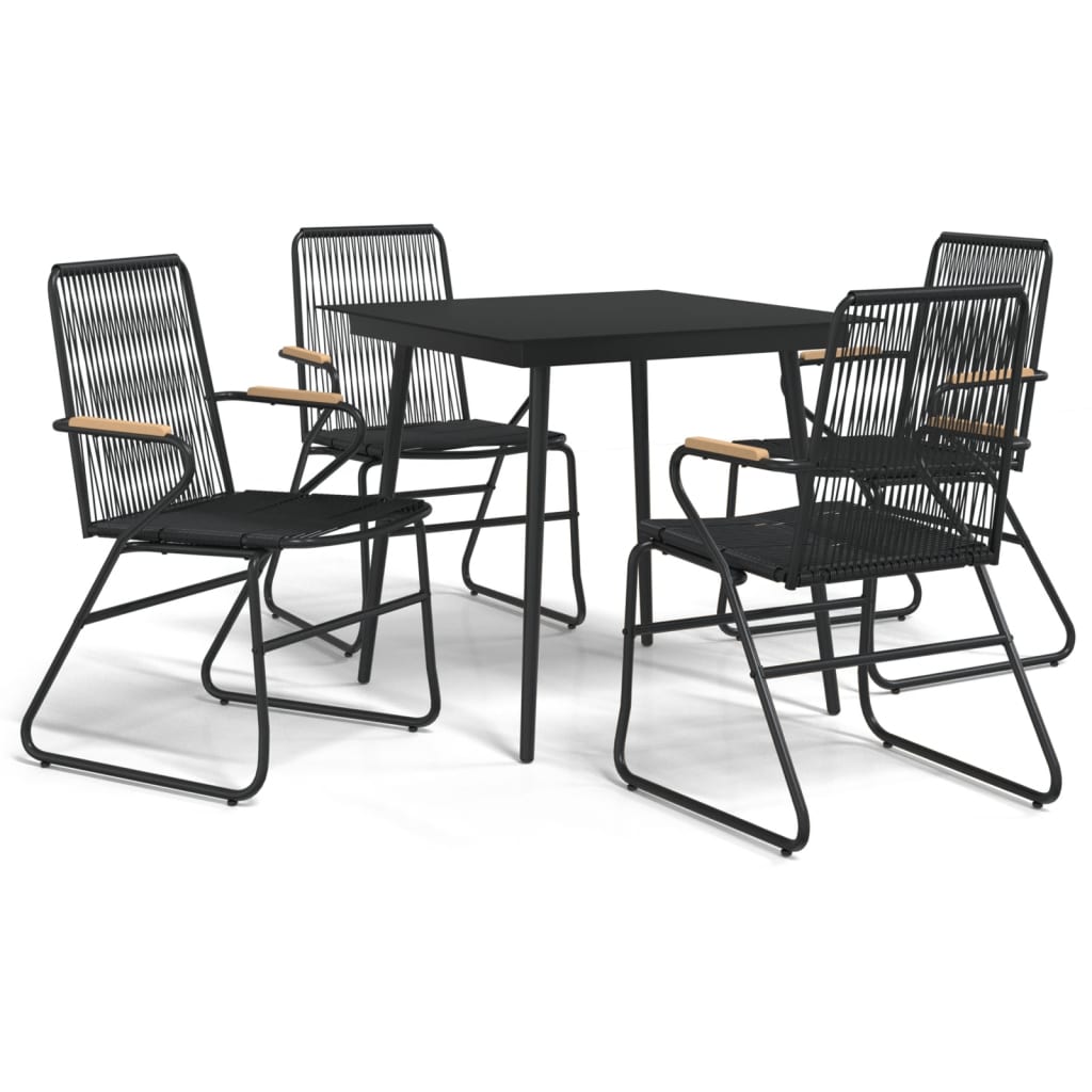 -Delige Tuinset Pvc-Rattan Zwart 5