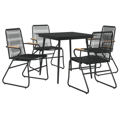 -Delige Tuinset Pvc-Rattan Zwart 5