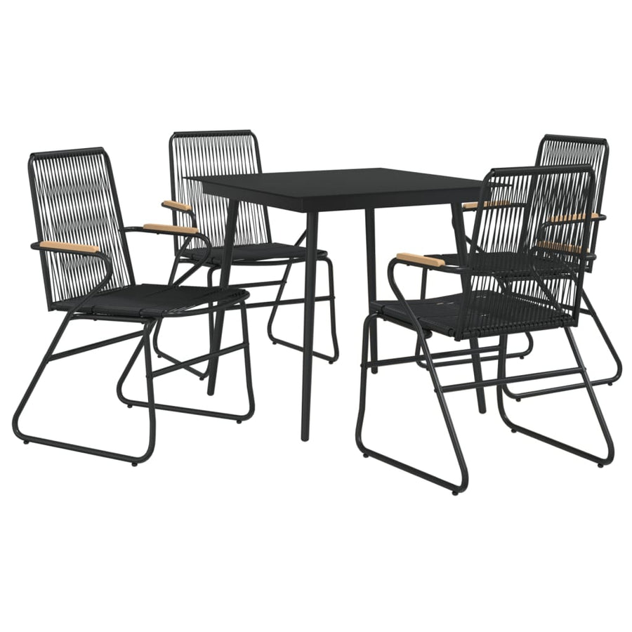 -Delige Tuinset Pvc-Rattan Zwart 5