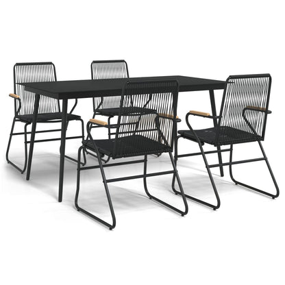 -Delige Tuinset Pvc-Rattan Zwart 5