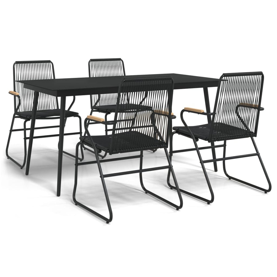 -Delige Tuinset Pvc-Rattan Zwart 5