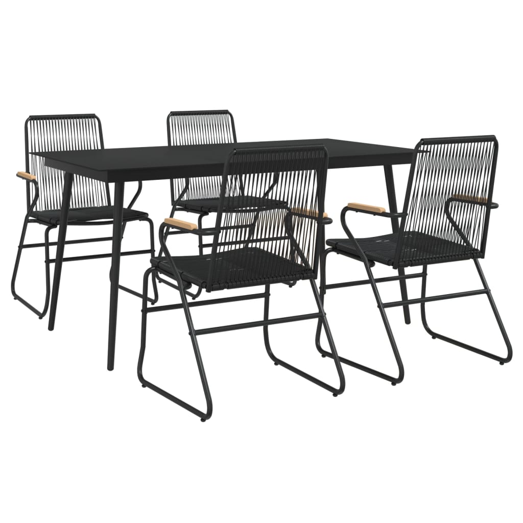 -Delige Tuinset Pvc-Rattan Zwart 5