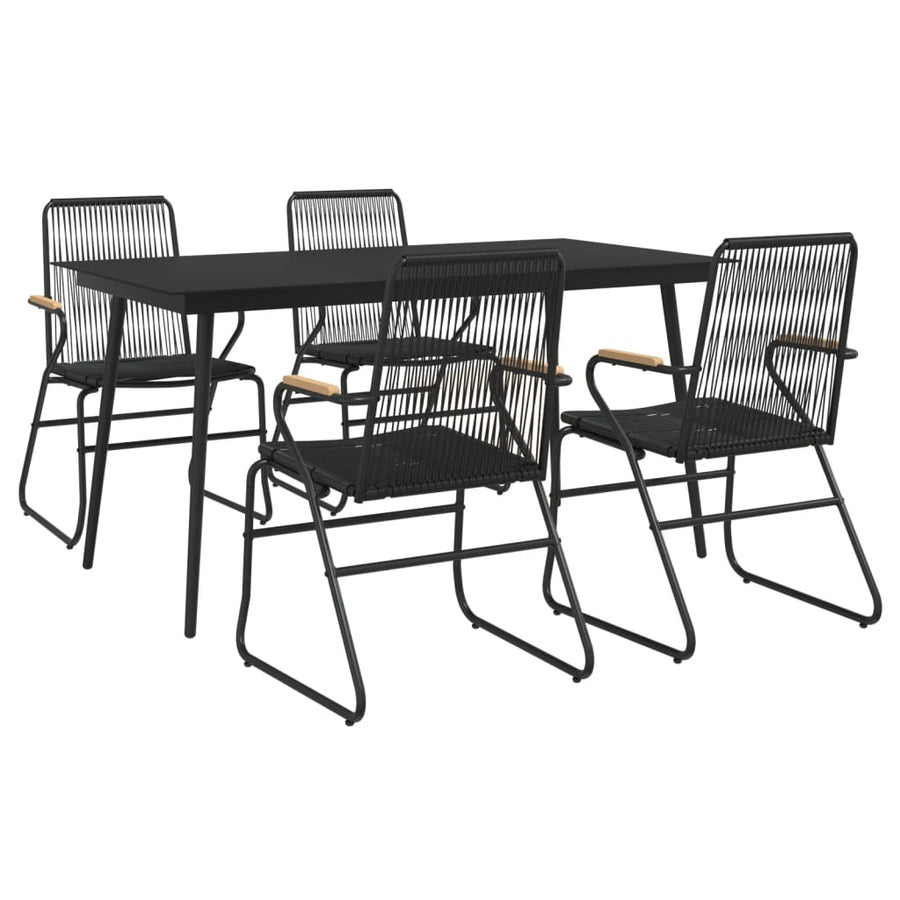-Delige Tuinset Pvc-Rattan Zwart 5