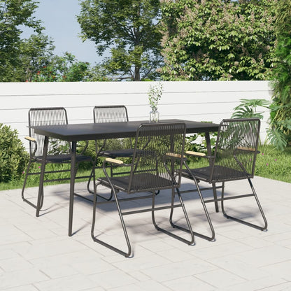 -Delige Tuinset Pvc-Rattan Zwart 5