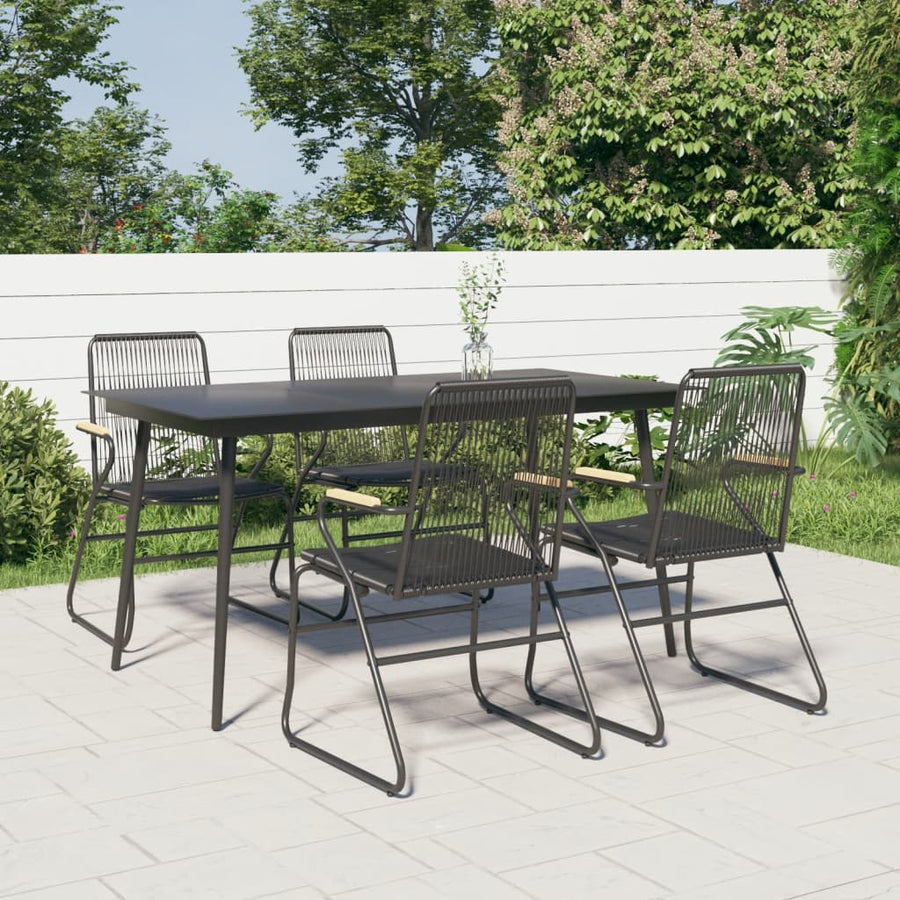 -Delige Tuinset Pvc-Rattan Zwart 5