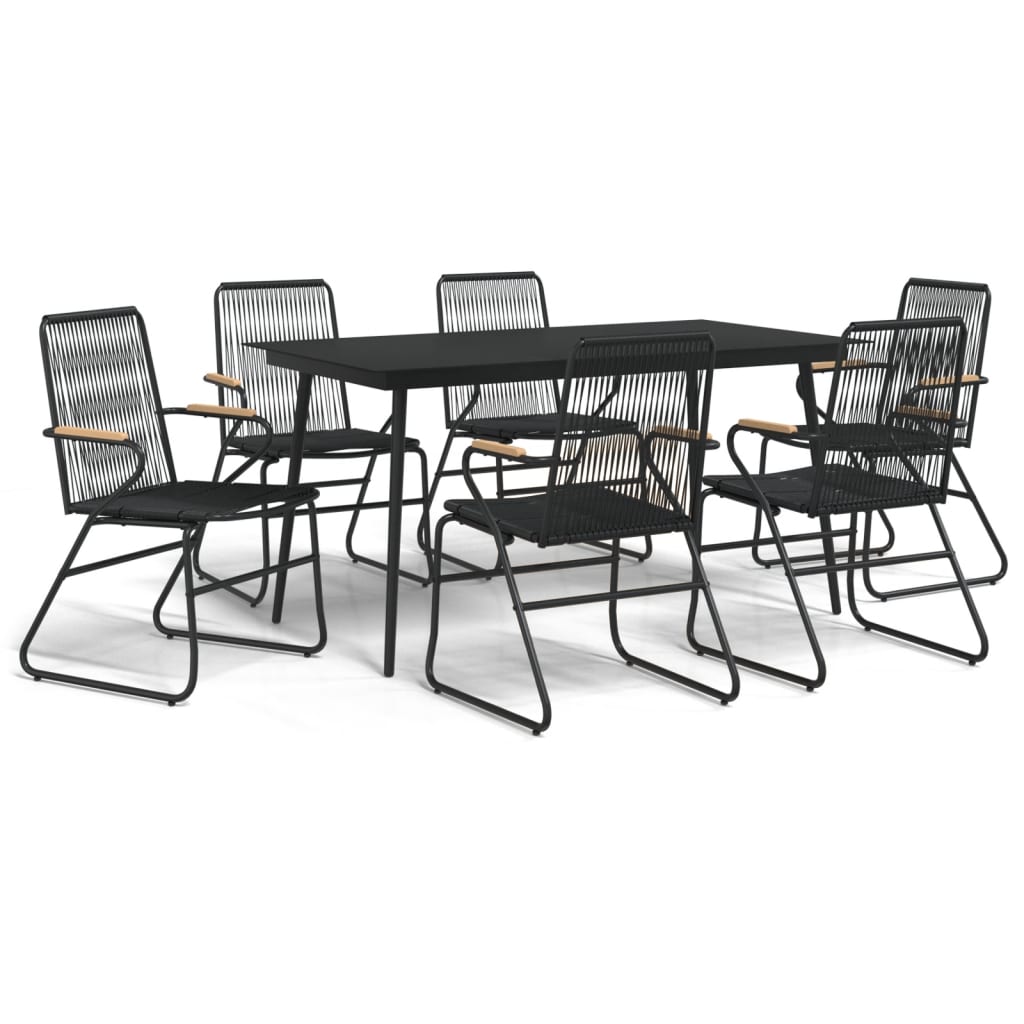 -Delige Tuinset Pvc-Rattan Zwart 7