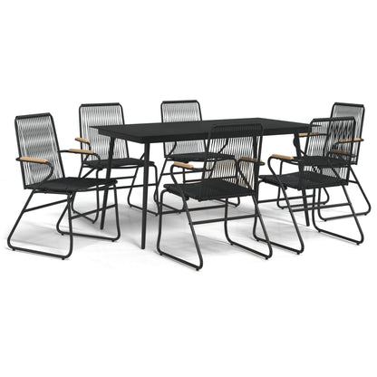 -Delige Tuinset Pvc-Rattan Zwart 7