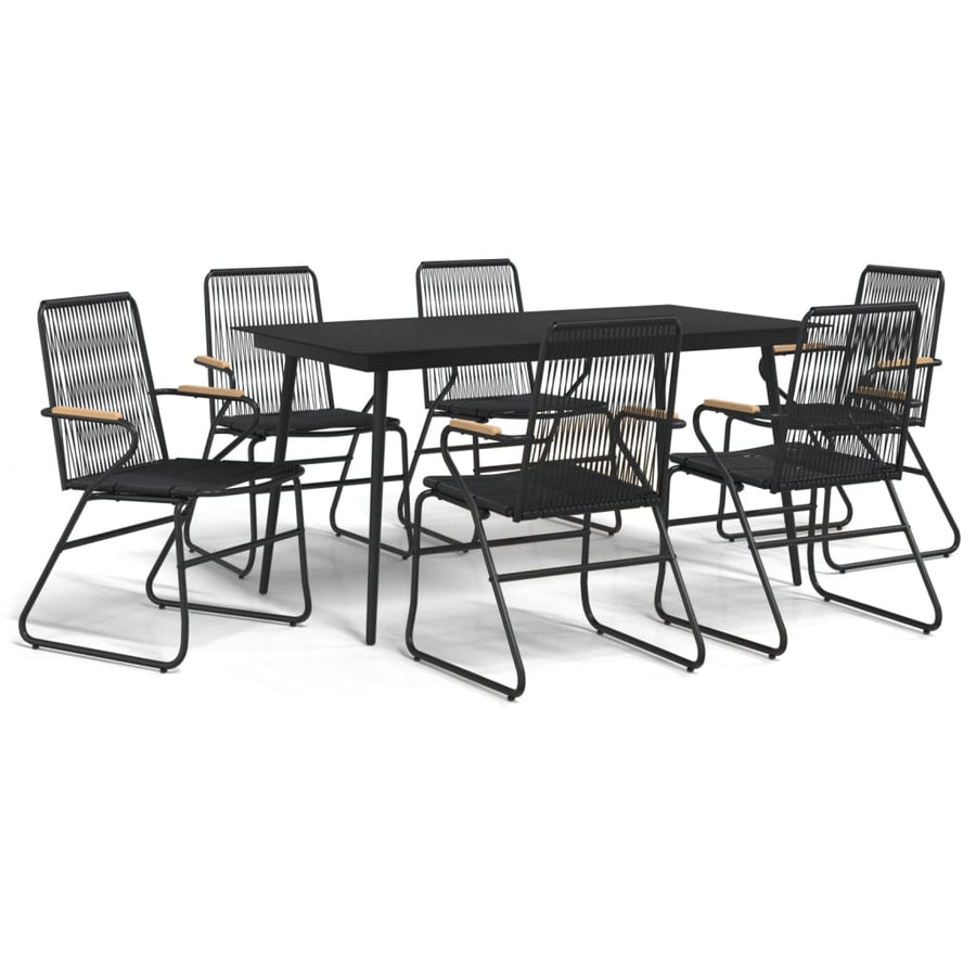 -Delige Tuinset Pvc-Rattan Zwart 7