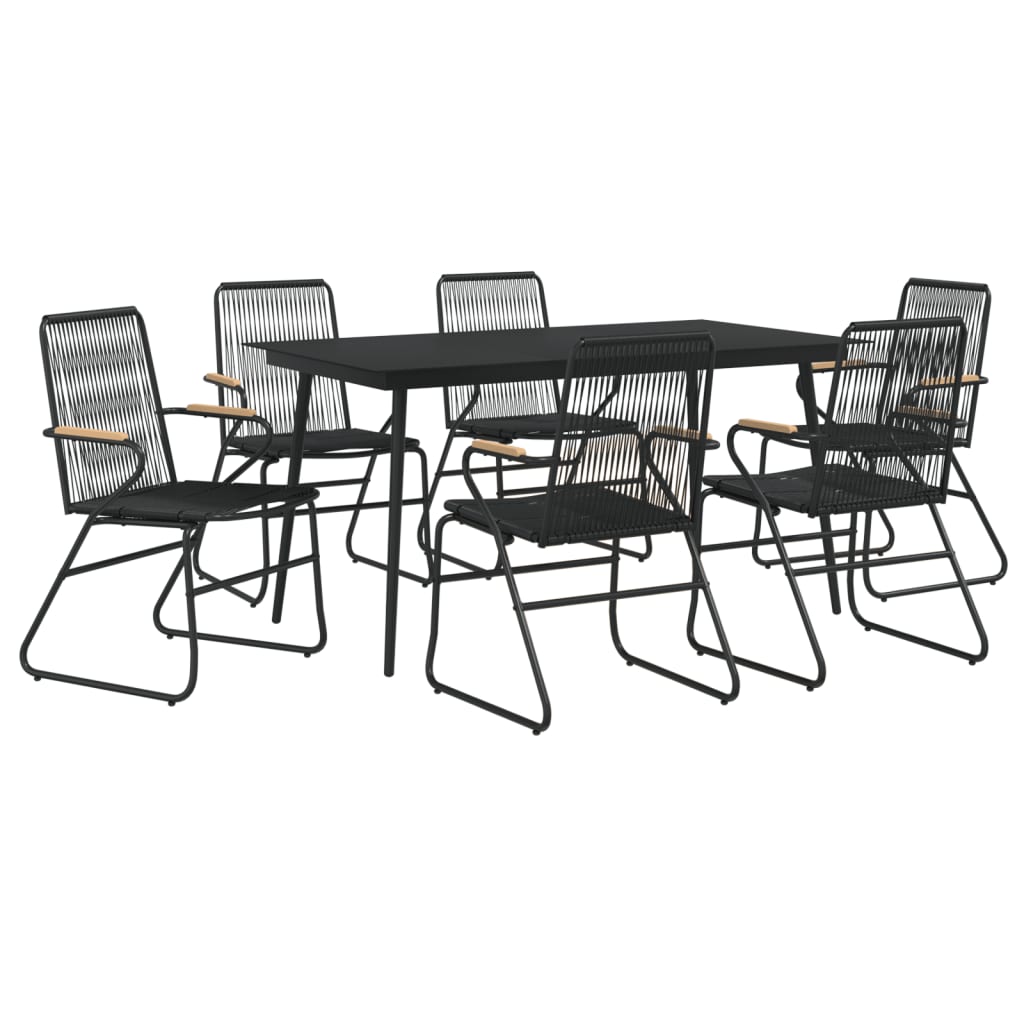 -Delige Tuinset Pvc-Rattan Zwart 7