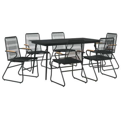 -Delige Tuinset Pvc-Rattan Zwart 7