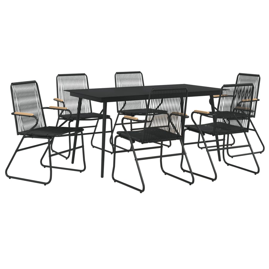 -Delige Tuinset Pvc-Rattan Zwart 7