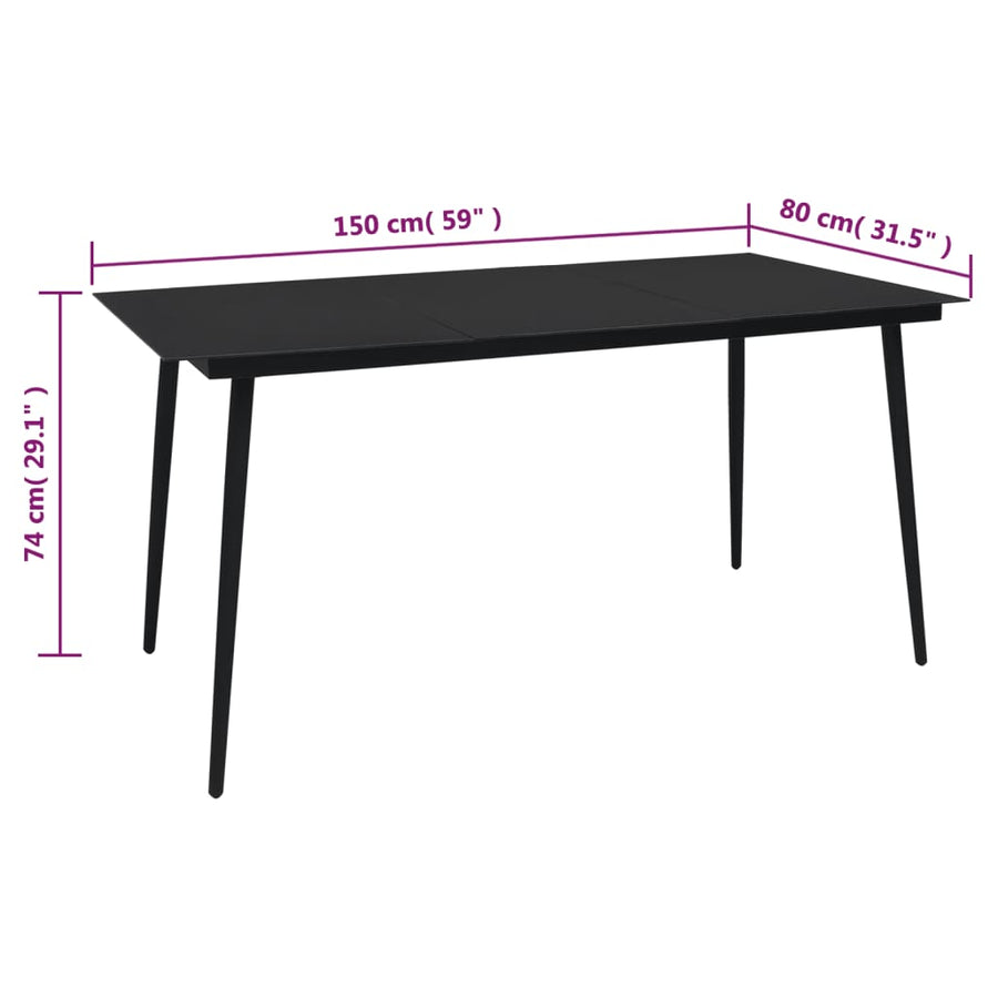 -Delige Tuinset Pvc-Rattan Zwart 7