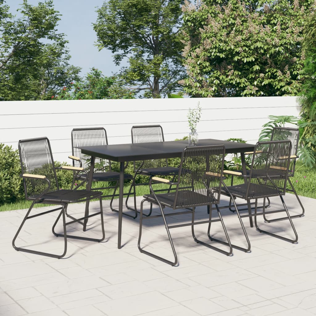 -Delige Tuinset Pvc-Rattan Zwart 7