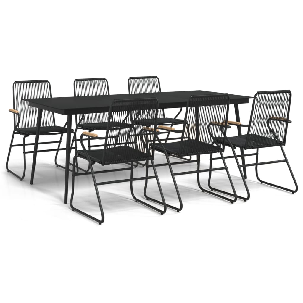 -Delige Tuinset Pvc-Rattan Zwart 7