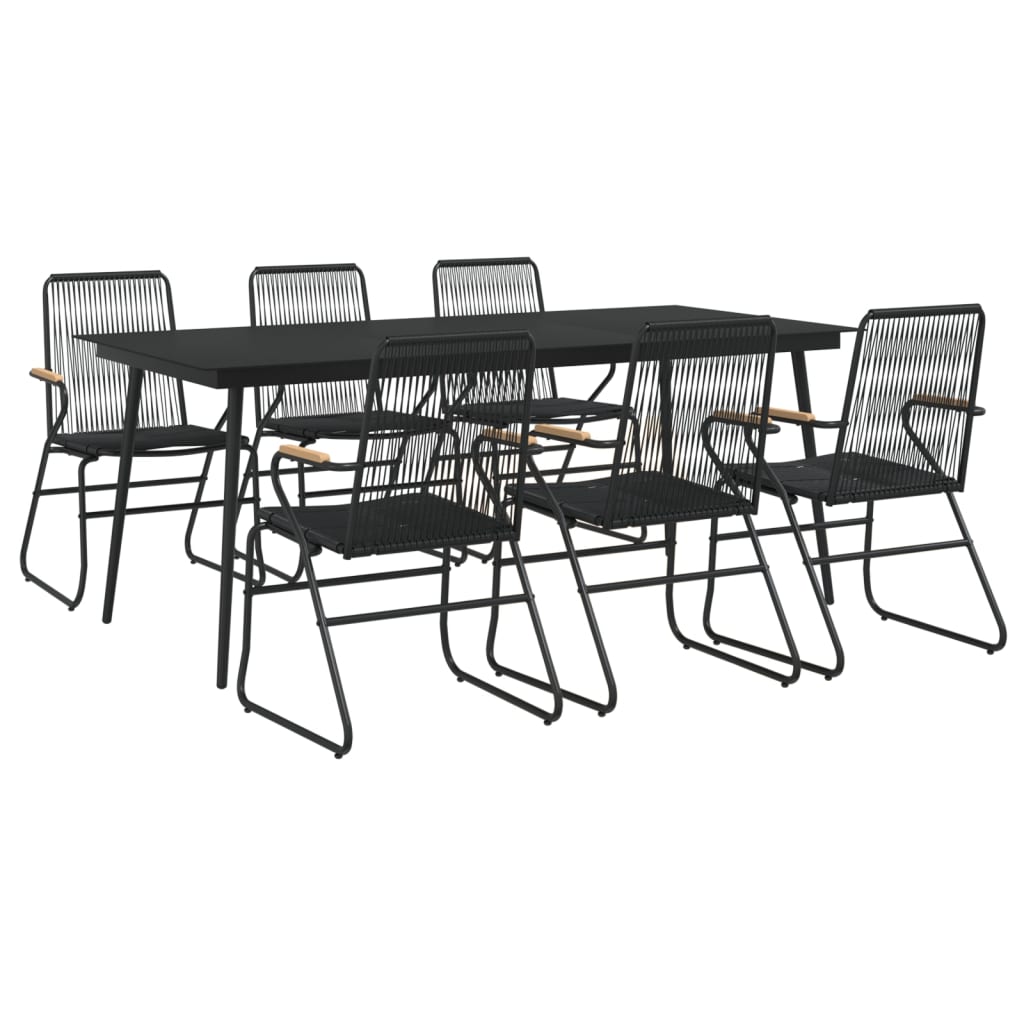 -Delige Tuinset Pvc-Rattan Zwart 7