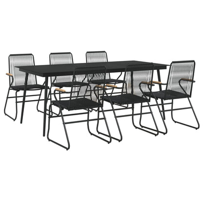 -Delige Tuinset Pvc-Rattan Zwart 7