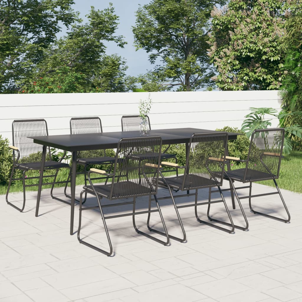 -Delige Tuinset Pvc-Rattan Zwart 7