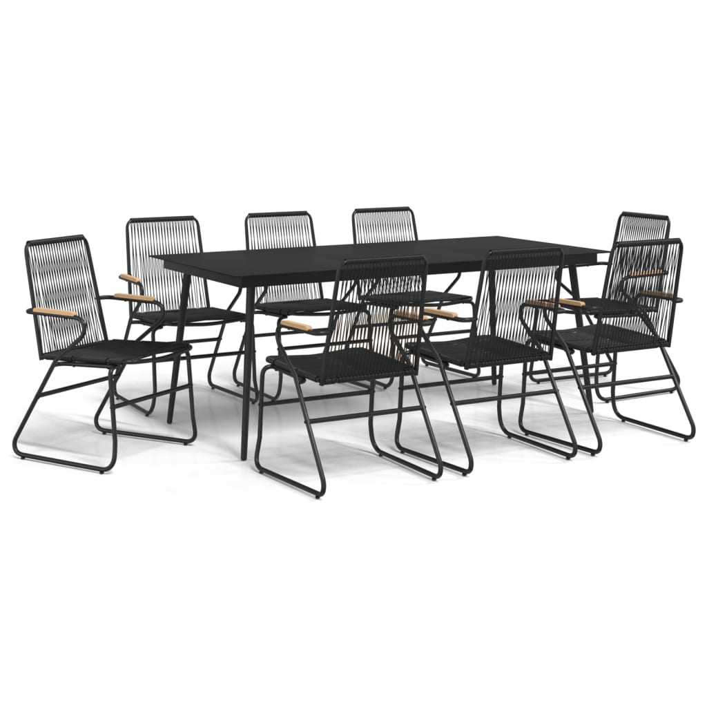 -Delige Tuinset Pvc-Rattan Zwart 9